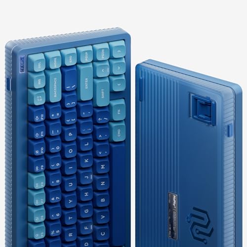 nuphy Halo75 V2 Mechancial Gaming Kyeboard,75% Wireless Hot Swappable Bluetooth Keyboard,83 Kyes RGB Backlit Keyboard,Support Bluetooth/2.4GHz/USB-C (Blue, Silent Red Clear-Top (45gf)) - color: Blue, size: Silent Red Clear-Top (45gf)