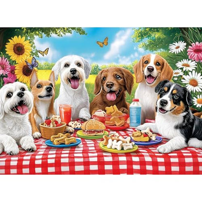 300 Pieces Puzzles for Adult, Dog Jigsaw Puzzles 300 Pieces for Adults Children Seniors, Vibrant Imagery Flower Jigsaw Puzzle, Challenging Activity Game Gift for Family Friends 20.5x15 Inches - style: Dog Party
