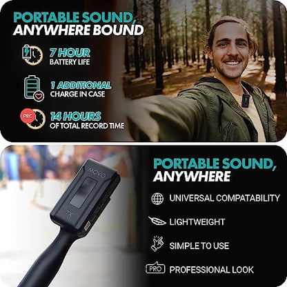 Movo WMX-2-L Wireless Lavalier Microphone for iPhone/Lightning Devices with WMX-HM Handheld Adapter - Lapel Mic with Handle Mount for Content Creators, Interviews, Reporting - style: Lightning Single