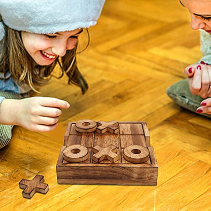Glintoper Tic Tac Toe & 4 in a Row Tables Game Set, Classic Board Line Up 4 for Living Room Rustic Table Decor and Use as Game Top Wood Guest Room Decor Strategy Board Games for Families - style: Tic Tac Toe & 4 in a Row