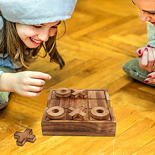 Glintoper Tic Tac Toe & 4 in a Row Tables Game Set, Classic Board Line Up 4 for Living Room Rustic Table Decor and Use as Game Top Wood Guest Room Decor Strategy Board Games for Families - style: Tic Tac Toe & 4 in a Row