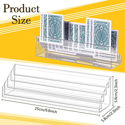 Yerliker 2 Pcs Playing Card Holders for Playing Cards, Acrylic Card Organizers, 4 Slots Tray Solid Game Stands Accessories for Seniors Adult Bridge, 10 x 2.3 x 2.3 Inch