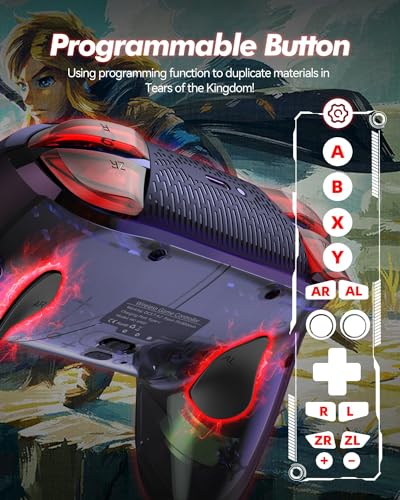 Switch Wireless Controller, Game Controller, Switch Pro Gamepad, 4 vibration modes, 3 turbo modes, compatible iPhone/Android/Phone/PC/Steam/Mac/iOS/iPad/TV with programming/turbo/motion/wake-up/RGB - color: black