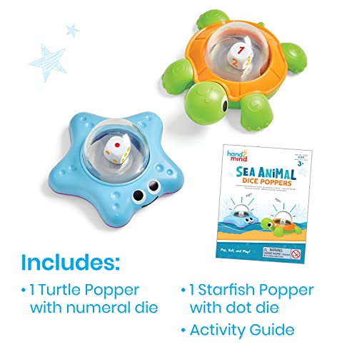 hand2mind Sea Animals Dice Poppers, Math Dice Popper, Dice Games for Kids, Board Game Accessories, Family Game Night, Kids Travel Activity, Fun Classroom Games (Set of 2)