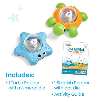 hand2mind Sea Animals Dice Poppers, Math Dice Popper, Dice Games for Kids, Board Game Accessories, Family Game Night, Kids Travel Activity, Fun Classroom Games (Set of 2)