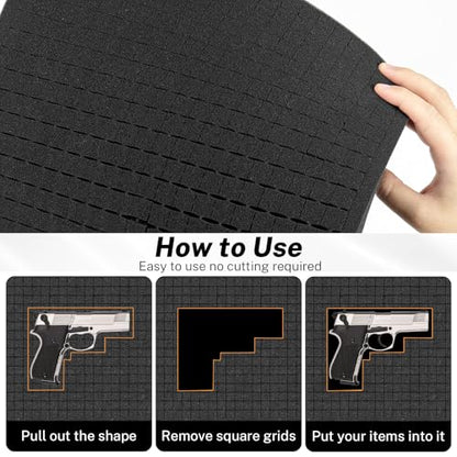 Polyurethane Foam Padding, 16 x 12 x 3 Inch Black Perforated Pick and Pluck Foam Sheets for Tool Box, Camera, Crafts and Storage - size: 16 x 12 x 3 Inch