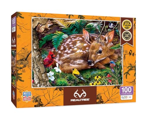 MasterPieces 100 Piece Jigsaw Puzzle for Kids - Realtree Forest Babies - 14"x19" - style: Realtree