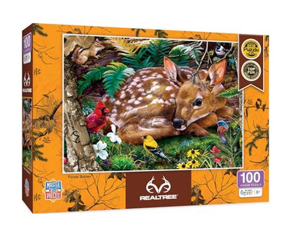 MasterPieces 100 Piece Jigsaw Puzzle for Kids - Realtree Forest Babies - 14"x19" - style: Realtree