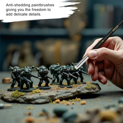 Dry Brush Miniature Painting Drybrush Set, 5 Sizes (#1, #2, #3, #4, #5) Animal Hair Brushes for Advanced & Professional Art, Black - color: Black