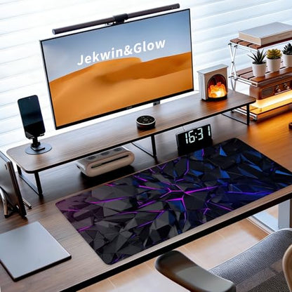 Gaming Mouse Pad, XL Extended Big Computer Mousepad, Large Mouse Pad for Desk with Non-Slip Rubber Base, Desk Mat, Keyboard Mat for PC, Office&Home, 31.5x11.8in, Geometric Neon - color: Geometry