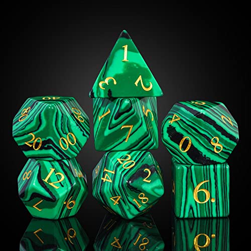 UDIXI Malachite Stone Dice Set D&D Gemstone DND Dice Set for Tabletop Games | Natural Stone, Premium Gift Box, DM Gift, for Dungeons and Dragons Role Playing Games - color: Malachite