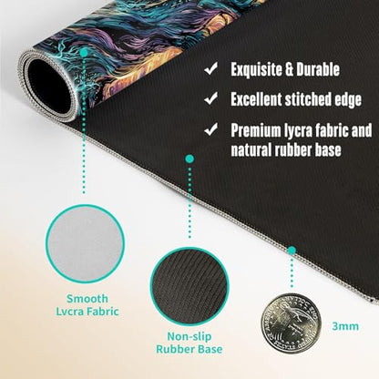 Extended Gaming Mouse Pad, Large Mouse Mat 3 mm Nature Rubber Base Mousepad with Stitched Edges, Non-Slip Desk Mat for Office Home Great Gift 31.5x11.8 Inch (Elven Forest 1) - color: Elven Forest 1
