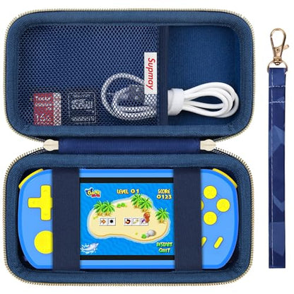 Supmay Carrying Case Compatible with CCTU / TEBIYOU Kids Handheld Games Preloaded 218 Retro Video Games, Portable Gaming Electronic Toys Storage Holder Travel Bag with Mesh Pocket for USB Cable, Blue - color: Blue Cube