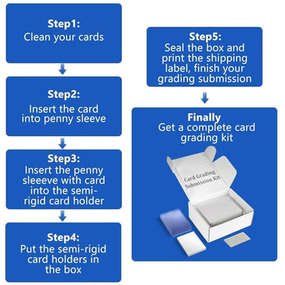 DEDC Card Grading Submission Kit Card Grading Shipping Mailing Box for PSA, CGC, SGC Trading Card- 25 Semi Rigid Card Holders, 50 Card Sleeves, 1 Shipping Label + 1 Wiping Cloth (3-Set-Universal) - size: 3-set- Universal