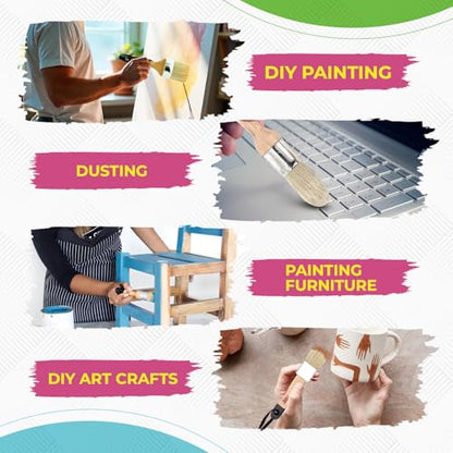 Modern Art Supplies Chalk Paint Brush Set - 4 Pcs for Furniture Painting | Includes 3 small wax brushes and 1 large bristle brush compatible with Annie Sloan and Fusion Mineral Paint