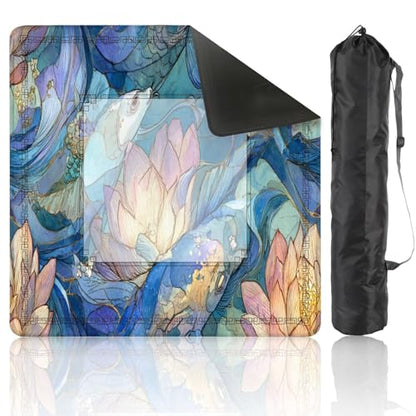 Mahjong Mat 31.5" x 31.5" Tranquil Pond Watercolor Art Lotus Flowers Vibrant Fish Non-Slip Noise Reduction Mahjong Tiles Table Cover for Dominoes Poker Card Board and Tile Games - color: Color6