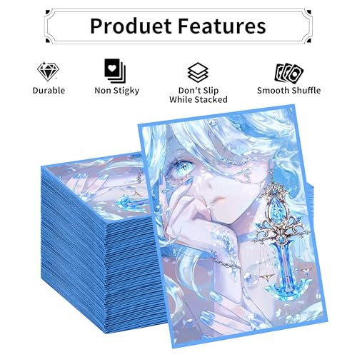MTG Card Sleeves, Ultra Clear Front & Matte Finish Back, 100 Count Standard Size Matte Art Sleeve for Magic The Gathering (Ice) - color: Ice