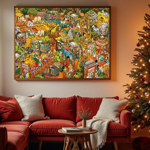 Jigsaw Puzzles for Adults, 1000 Pieces Animal Paradise Puzzle, Cartoon Painting Challenging Puzzles for Family Activity Game Nights Gifts Fidget Stress Relief - color: Animal Paradise