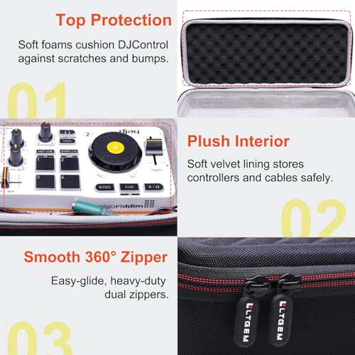 LTGEM DJ Controller Case for Hercules DJControl Mix/DJControl Starlight - Hard Storage Travel Protective Carrying Bag (Case Only) - size: Hercules DJControl Mix
