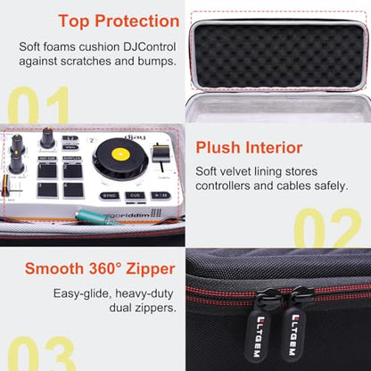 LTGEM DJ Controller Case for Hercules DJControl Mix/DJControl Starlight - Hard Storage Travel Protective Carrying Bag (Case Only) - size: Hercules DJControl Mix