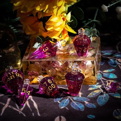 7PCS Potion DND Dice Set,Transparent Sharp Edge Die Set D&D RPG Polyhedral Dice,for Dungeons and Dragons TTRPG Games Roleplaying Games.(Deep Purple) - color: Deep Purple