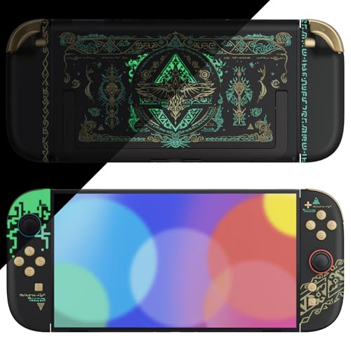 eXtremeRate DIY Replacement Shell Buttons for Nintendo Switch 2, Full Set Back Plate Controller Housing with Buttons for Switch 2 Handheld Console & Joycon 2 - Deluxe Version - Totem of Kingdom Black - color: Glow in Dark - Totem of Kingdom Black