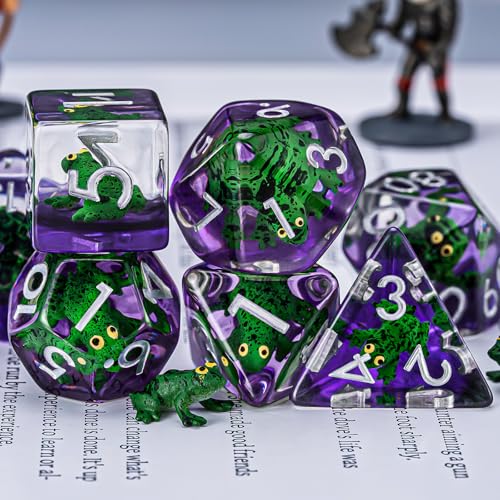 Resin Frog DND Dice Set, Polyhedral D&D Dice Animal Inclusion Dice for Dungeons and Dragons MTG RPG Board Games for 15 Years and Up - color: Frog