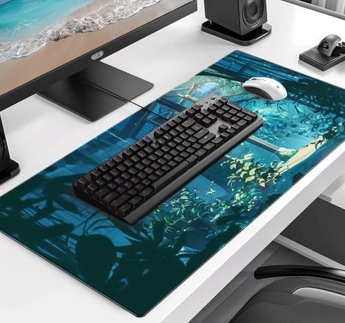 Tropical Plants XL Extended Gaming Keyboard Pad Computer Non Slip Mouse Pad | Large Extended Mouse Pad; Full Desk Coverage; Waterproof Coating; Stable Anti-Slide Base For Gaming, Office, Study Daily Use - color: Tropical Plants