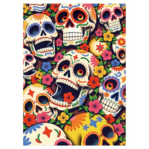 Jigsaw Puzzles for Adults 1000 Pieces, Graffiti Skull Puzzle | Colorful Home Wall Decor for Family Challenging Games - color: Graffiti Floral Skull