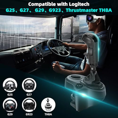 kelegaan USB Truck Simulator Shifter, Compatible with Logitech G25, G27, G29, G923, Thrustmaster TH8A Shifter, semi shifter for pc,Gear Shift Lever for ATS and ETS2 Games-PC Sim Racing Shifter