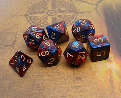 DND Dice Red Blue Polyhedral Dice Set for Dungeon and Dragons MTG RPG D&D D20 D12 D10 D8 D6 D4 - color: Red & Blue Dice