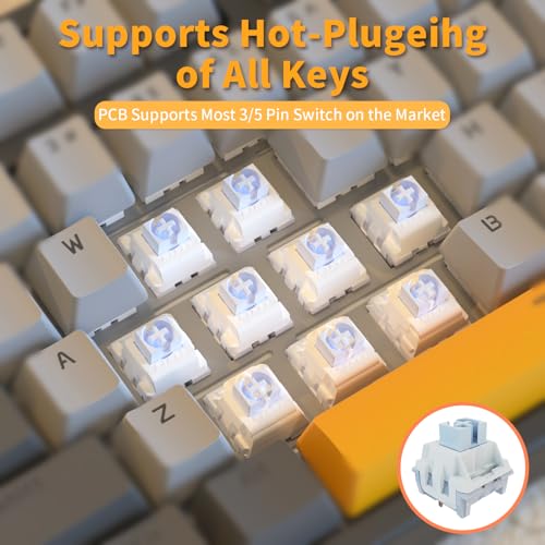 AJAZZ AK35I V3 104-Key Full Size Wired Gasket Mount Gaming Keyboard with Multimedia Buttons & Knob Control | Five Layer Pad | OEM Profile PBT Keycaps | Blue Backlit Custom Keyboard - color: AK35i V3 Black Wired