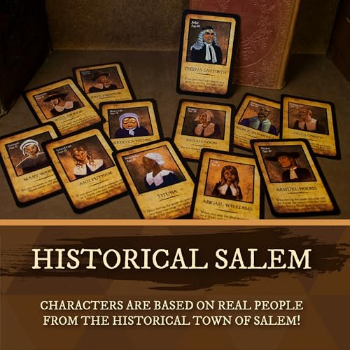 Facade Games Salem 1692 Deluxe Edition, Witch Hunt for 4-12 Players | Ages 14 and Up, Social Deduction Game, Deluxe Upgrades: Metal Gavel, Wood Tokens & Shillings - style: Deluxe Salem 1692