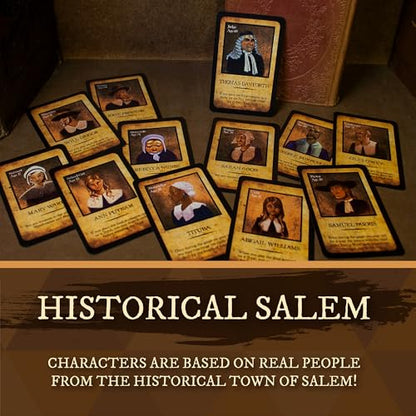 Facade Games Salem 1692 Deluxe Edition, Witch Hunt for 4-12 Players | Ages 14 and Up, Social Deduction Game, Deluxe Upgrades: Metal Gavel, Wood Tokens & Shillings - style: Deluxe Salem 1692