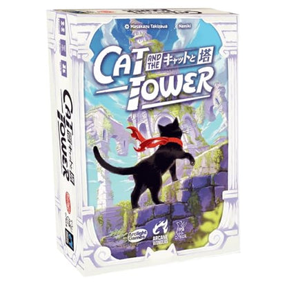 Cat and the Tower by Arcane Wonders | Cooperative Balance Board Game | Ages 6+ | 1-5 Players | 15-30 Minute Family Game with Tower Building | Ages 6+, 1-5 Players, 15-30 Minute Family Game with Tower Building