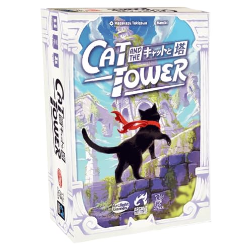 Cat and the Tower by Arcane Wonders | Cooperative Balance Board Game | Ages 6+ | 1-5 Players | 15-30 Minute Family Game with Tower Building | Ages 6+, 1-5 Players, 15-30 Minute Family Game with Tower Building