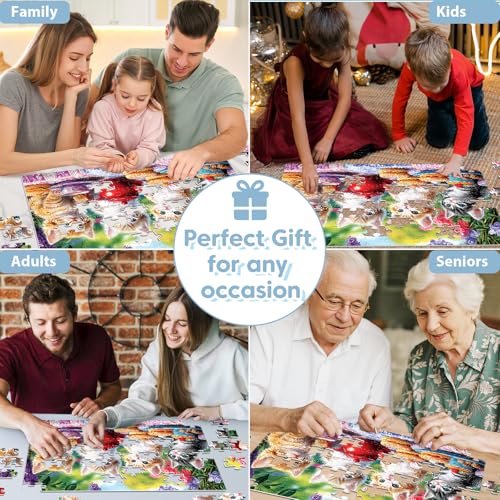 100 Piece Puzzles for Kids Ages 4-6, Kittens' Tea Time Jigsaw Puzzle, Educational Fun for Kids Ages 6-8 & 8-10, Large Piece Puzzles for Seniors & Adults, Creative Puzzle for Family Activities - style: Kittens' Tea Time