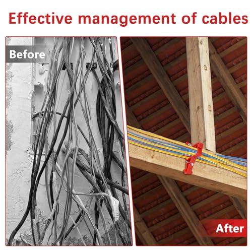 80PCS Multi Cable Staples,Non-Metalic Cable Staple Clips with Steel Nails,Insulated Plastic Wire Stackers for Easy & Tidy Electrical Wire Management