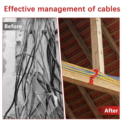 80PCS Multi Cable Staples,Non-Metalic Cable Staple Clips with Steel Nails,Insulated Plastic Wire Stackers for Easy & Tidy Electrical Wire Management