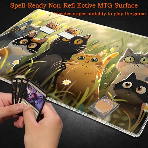 for MTG Playmat Non-Slip Rubber Play Mat with Storage Bag Combination, Ideal for Card Game Lovers TCG Play Mat, Cartoon Cat - color: Cartoon Cat