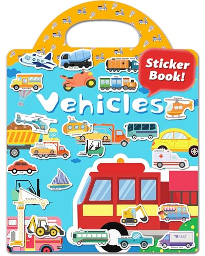 Walenced Reusable Sticker Book for Toddlers, Travel Stickers for Kids, Toddler Craft Activities Toys, Birthday Gifts for Boys & Girls - style: Traffic