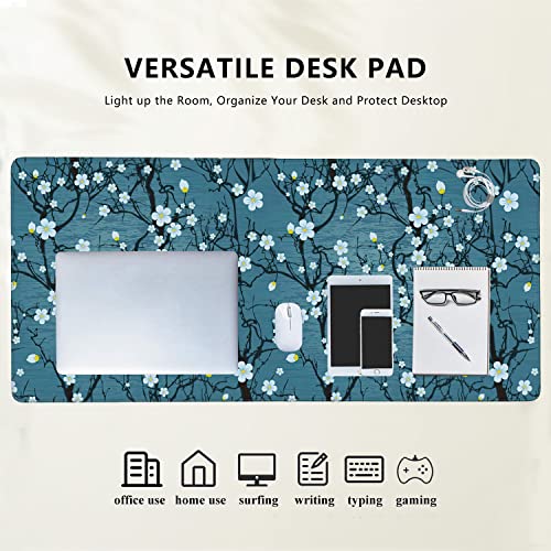Japanese Cherry Blossom Extended Gaming Mouse Pad Large Desk Mat with Non-Slip Rubber Base and Stitched Edges,Keyboard Mouse Mat Desk Pad for Work,Game,Office,Home 35.4 * 15.7 Inch - color: Japanese Cherry Blossom