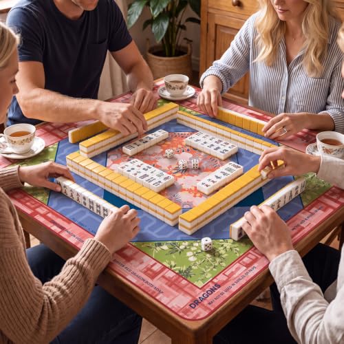 Drydiet Mahjong Mat for Table 31.5 x 31.5 Inch American Mahjong Mat with Carrying Bag, Non-Slip Noise Reduction Table Item for Family Poker Domino Board Game Night & Party Use(Sedona Floral) - style: Sedona Floral