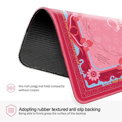 KUNTE Mahjong Mat, Red, 32"x32" | Non-Slip, Quiet, Waterproof, Foldable, For American Mahjong - color: Red