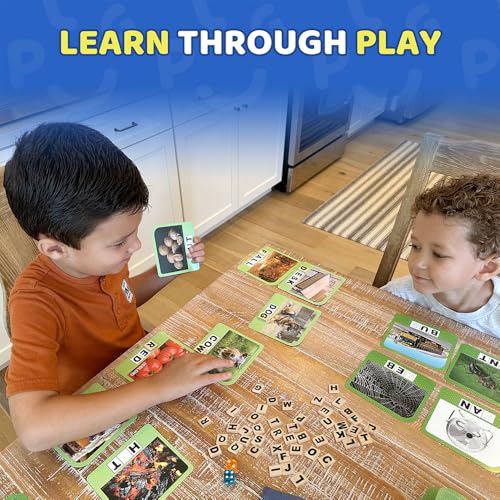 BenBen Spelling Games, 224 Flashcards, 208 Wood Letter Tiles, 1-4 Players, Learning Games for Kids 4-8, Educational Toys for Kindergarten 1st 2nd Grade, Preschool Classroom Must Haves - style: Spelling Game with 224 Flash Cards