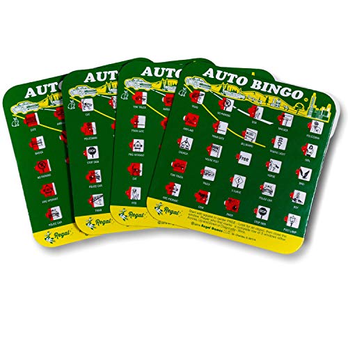 Regal Games Finger-Tip Shutter Bingo Cards with Sliding Windows - Auto Bingo Game Set - Assorted Travel Game for Adults & Kids - Reusable, No Chips & Daubers Needed - 4 Packs - Green - color: Green