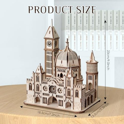 3D Wooden Puzzles for Adults, DIY Castle Model Building Kit | Creative Craft & Model Kits for Adults, DIY Assembly Puzzle Desk Decor, Holiday Gift for Xmas, Teens Men 14+, STEM Project - style: Castle