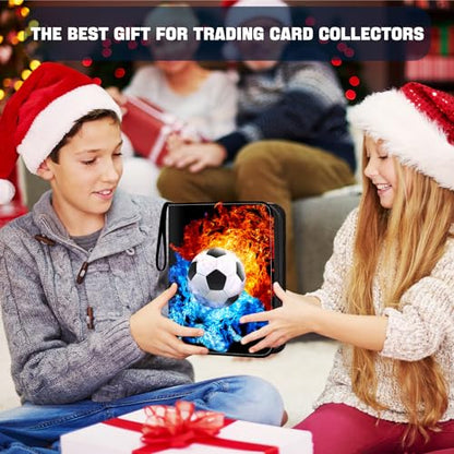 Soccer Card Binder with Sleeves, 9-Pocket Trading Card Holder Card Collectors Album 900 Cards, Card Folder for EURO 2024 Soccer Baseball Football Sport Trading Cards,TCG,MTG,PTG Games - color: Soccer-900