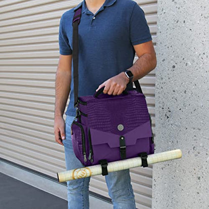 ENHANCE Travel Bag for DND Collector's Edition, Bag Compatible with Dungeons and Dragons, Battle Mat Holder, Dice Pockets and Accessories, Carry 4-8 Books (Purple Dragon) - color: Purple Dragon