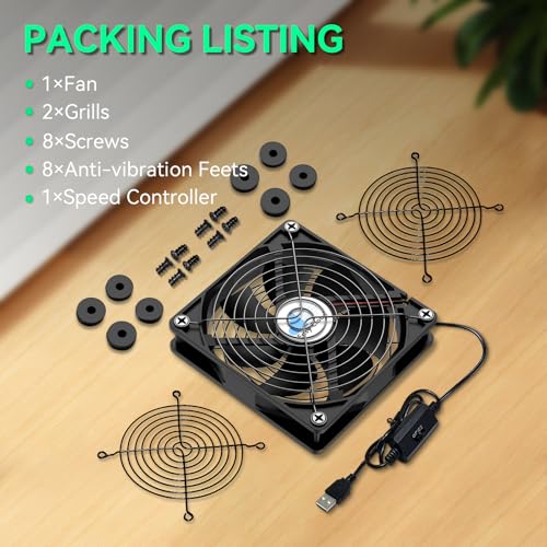 120mm USB Fan, USB Computer Fan with 3 Speeds Controller Small PC Cooling Fans for Cabinet Case Server TV Receiver Router DVR Xbox Cooler, 2Pcs - style: 2 Pcs